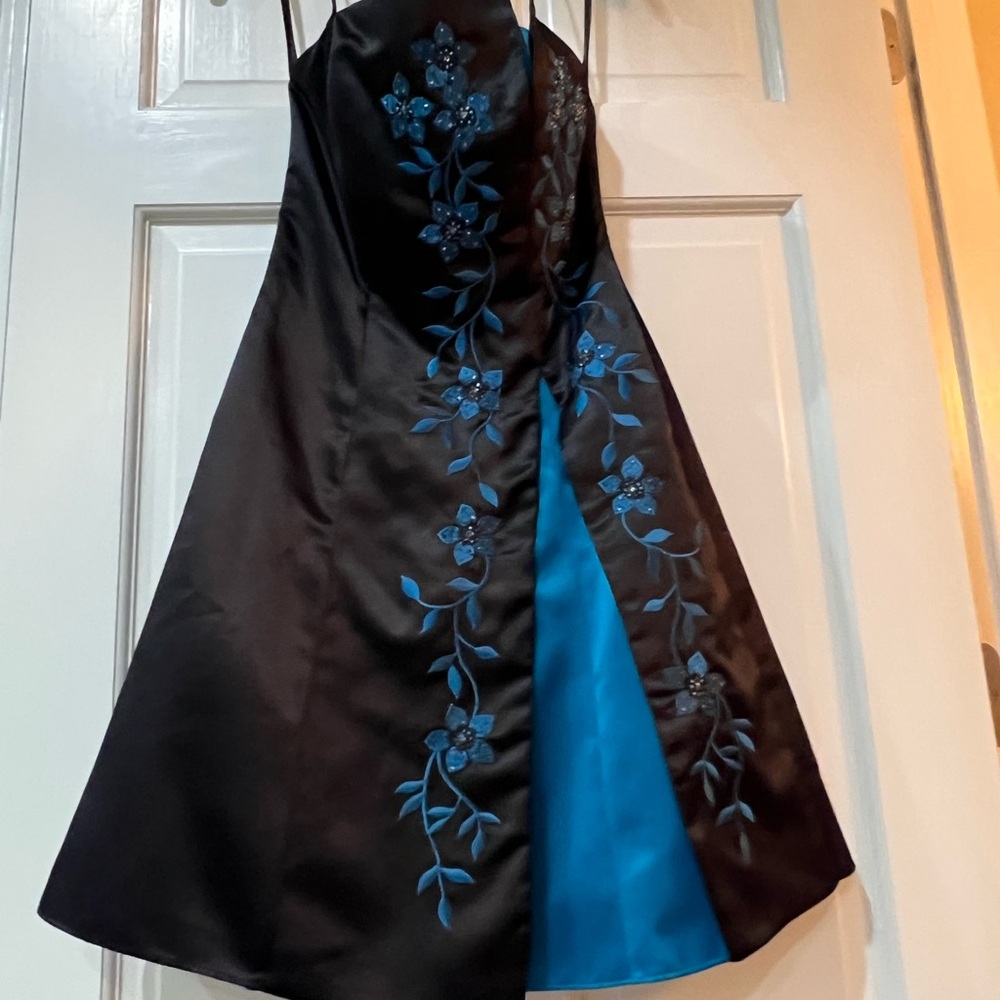 Morgan & Co. Blue Dress with Black Accents